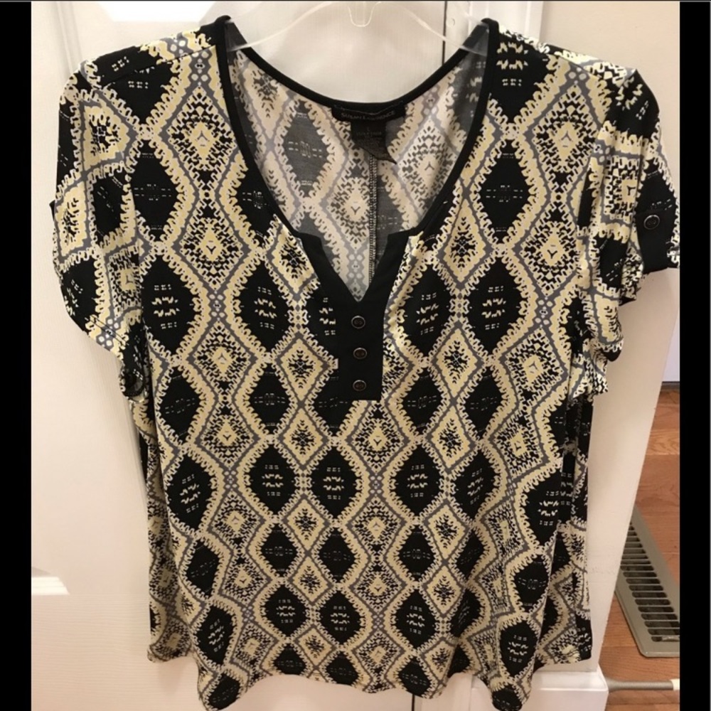 5 Women’s Tops Black Yellow Print, Pink Solid Long Sleeves Susan Lawrence Large